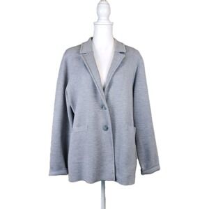 1901 Sweater Blazer Womens XL Gray Cardigan Merino Wool Blend Pockets Classic